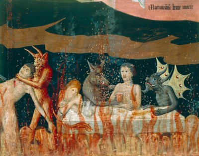地獄の悪魔と呪われた者たち（「聖母の戴冠」祭壇画の細部 作： Enguerrand Quarton