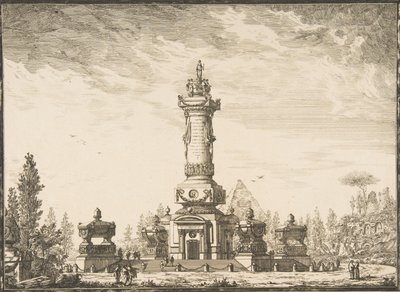 埋葬を目的とした葬儀柱の立面図、1746-50。 作： Ennemond Alexandre Petitot