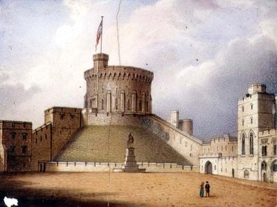 ウィンザー城のラウンド・タワーを描いたウースターのプレート（一対）1830～40年頃（磁器）（一対の場合は72834参照 作： Enoch Doe