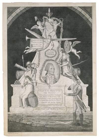 祖国の父、c。 1800年（網目紙にエッチングを施した点描と線彫り） 作： Enoch G. Gridley