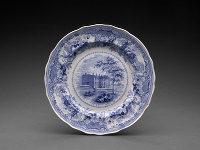 プレート、c.1831-46（転写印刷付きの鉛釉陶器） 作： Enoch Wood and Sons