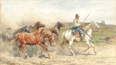 ローマのカンパーニャの駆け馬 作： Enrico Coleman