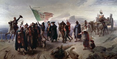 Risorgimento（リソルジメント）。「1861年のアブルッツォ州の統一イタリアへの併合」（1861年のアブルッツォ州の統一イタリアへの併合） エンリコ・ガンバ（1831-1883）による絵画 寸 法 104x207 cm ゲネス、ガレリア・ダルテ・モデルナ、 inv 294 作： Enrico Gamba