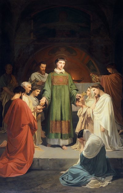 聖ローレンスの施し、エンリコ・ポラストリーニ作（1817-1876）、助けの聖マリア教会、リヴォルノ、イタリア 作： Enrico Pollastrini