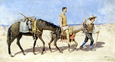 ドン・キホーテとサンチョ・パンサ。 アタラヤによる絵画。 19世紀後半。 作： Enrique Atalaya