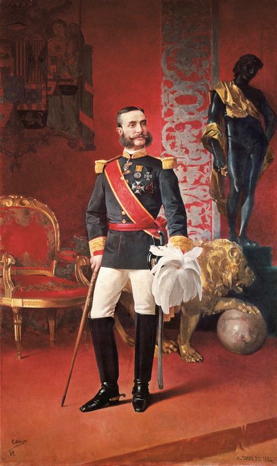 スペイン国王アルフォンソ 12 世 (1857-1885) の肖像 作： Enrique Estevan y Vicente