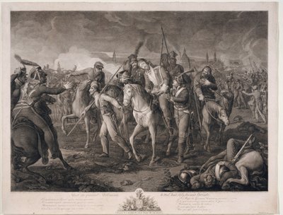 Mort du General Alexis Melissin (1759-1813) a Dresde, en 1813 - General Aleksey Melissino の 1813 年 8 月 26 日の死 - Krueger, Ephraim Gottlieb (1756-1834) - 1813 - エッチング - 68,4x88,8 - 個人コレクション 作： Ephraim Gottlieb Krüger
