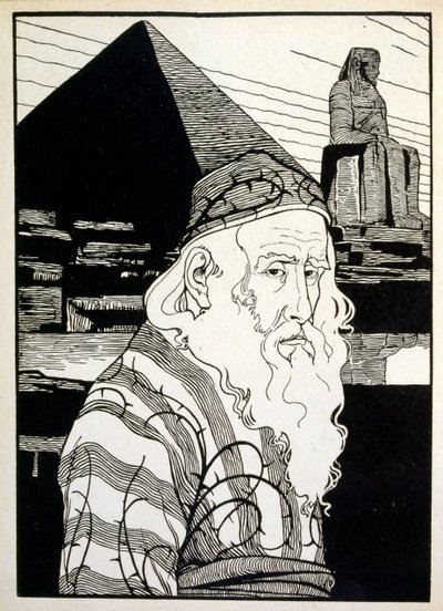 Ephraim Moses Lilien（1874-1925）が描いた『Judah』という本からのイースター。リリアンは、ユーゲントシュティル（ドイツのアールヌーボー）様式で制作されたシオニストの図像の父と言われている。1900年に出版されたキリスト教徒による聖書の詩集「ユダ」の挿絵を担当した。 作： Ephraim Moses Lilien