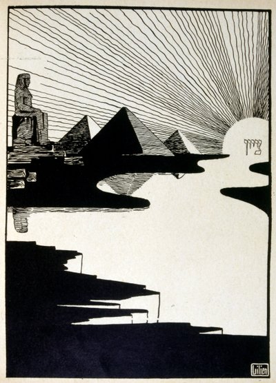 エフライム・モーゼス・リリアン（1874-1925）が描いた『ユダ』からの過越祭。リリアンは、ユーゲントシュティル（ドイツのアールヌーボー）様式で制作されたシオニストの図像の父と言われている。聖書の詩集「Juda」（1900年）の挿絵を担当した。 作： Ephraim Moses Lilien
