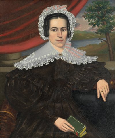 グリーンブックを持つ女性 ルイーザ・ガロン・クック、1838年。 作： Erastus Salisbury Field