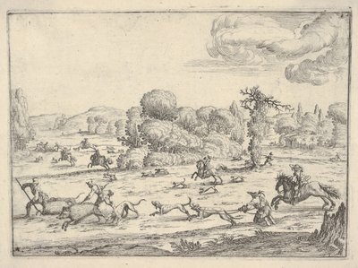 風景の中のイノシシ狩り、カリフォルニア州。 1620-38。 作： Ercole Bazicaluva