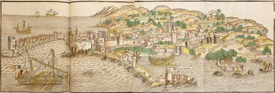 ロードス島の全景、1486年 作： Erhard Reuwich