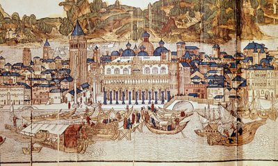 ベネチアの風景（ドージェの宮殿、サンマルコ広場）（キシログラフィー 作： Erhard Reuwich