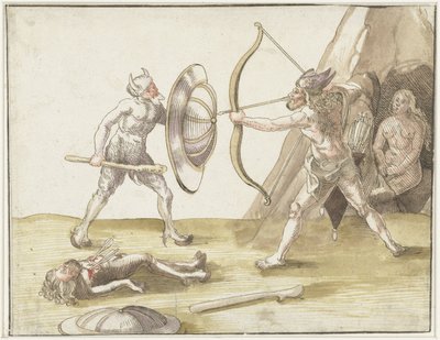 2 つの野生の男性の間の戦い 作： Erhard Schon