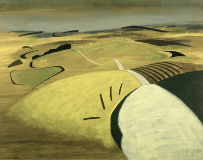 ロードオーバーザダウンズ、1983（カードにアクリル） 作： Eric Contemporary Artist Hains