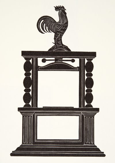 おんどりと印刷機 作： Eric Gill