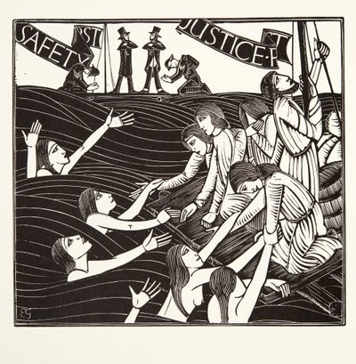 安全第一 「女の労働」より 作： Eric Gill