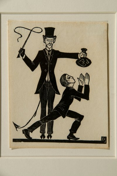 猿と鞭 (木版画) 作： Eric Gill