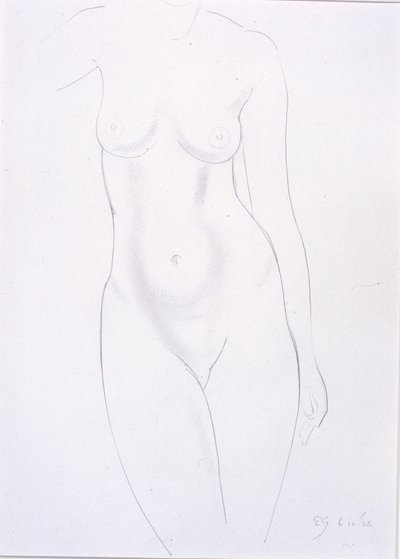 トルソー（カードに貼り付けた紙に鉛筆） 作： Eric Gill