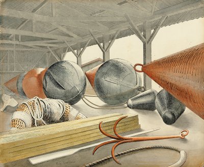 ブイとグラップリングフック、1933 作： Eric Ravilious