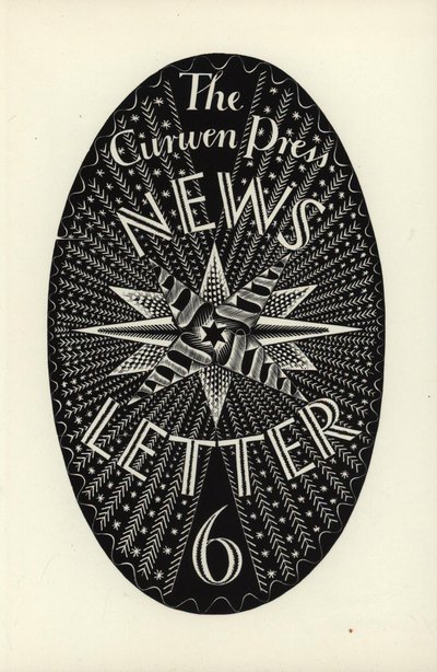 カーウェンプレスニュースレターのデザイン、ナンバー6、1934年（木製彫刻） 作： Eric Ravilious