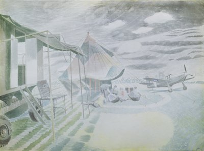 ムスタングとテント、1942年頃（WC） 作： Eric Ravilious