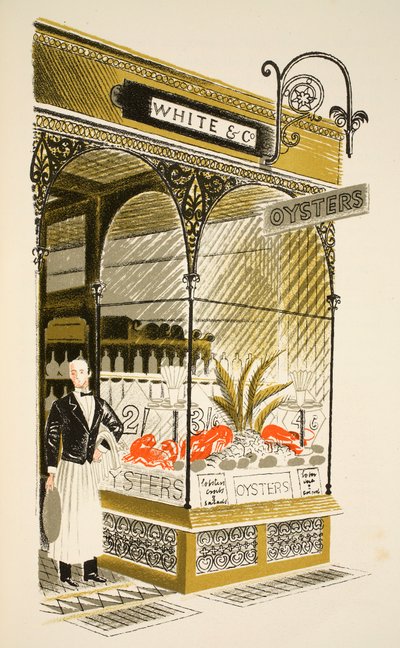 オイスターバー（J.M.リチャーズの「High Street」のイラスト、Curwen Press社の印刷、Country Life社の発行 作： Eric Ravilious
