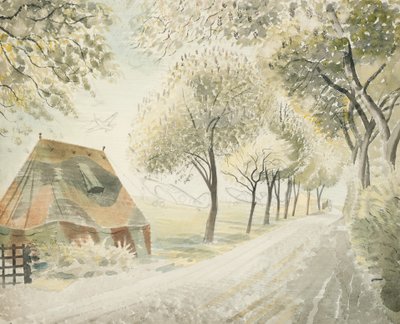 飛行場の道、1942年頃 作： Eric Ravilious