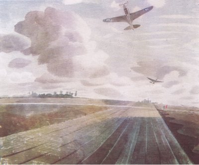 滑走路の展望、1941年、コリンズ発行のブリティッシュアドベンチャー、1947 作： Eric Ravilious