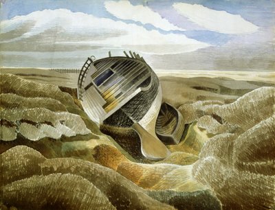 ソルトマーシュ、1938（紙に鉛筆でトイレ） 作： Eric Ravilious