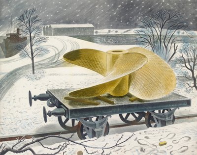 鉄道トラックの船のねじ、20 世紀初頭 作： Eric Ravilious