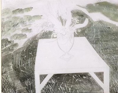庭の花瓶（鉛筆・水彩・紙） 作： Eric Ravilious