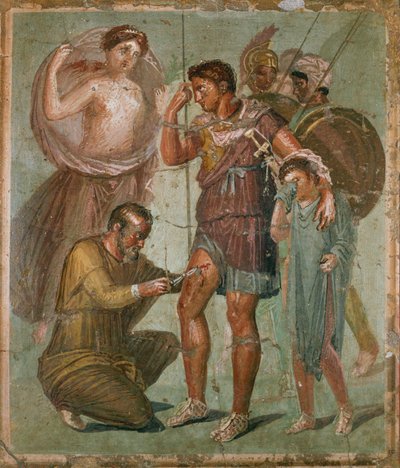 ヴィーナスとアスカニウスの間の傷ついたアエネアス（カーザ・ディ・シリコより 作： エーリッヒ・レッシング