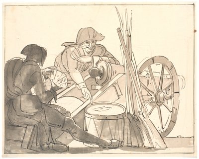 大砲でトランプをする 2 人の兵士 作： Erik Pauelsen