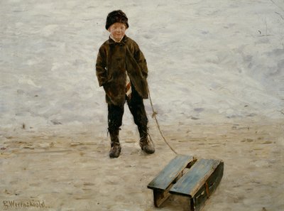 Briskeby Boy with Sledge 作： Erik Theodor Werenskiold
