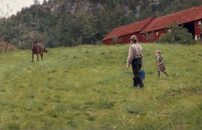 馬に水 作： Erik Theodor Werenskiold