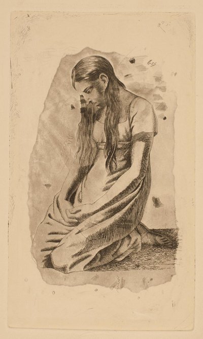 ひざまずく少女 作： Erling Eckersberg