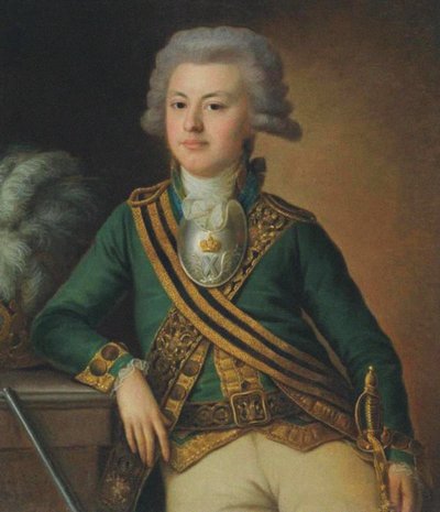 ヤコフ・イワノビッチ・リハチョフの肖像、セミョノフスキー・ライフガード連隊の少尉、1792年 作： Ermolay Dementyevich Kamezhenkov