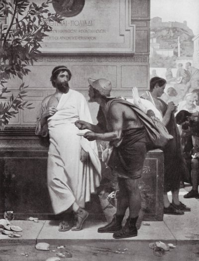 アリスティデスと農民（リトグラフ） 作： Ernest (1818 87) Hillemacher