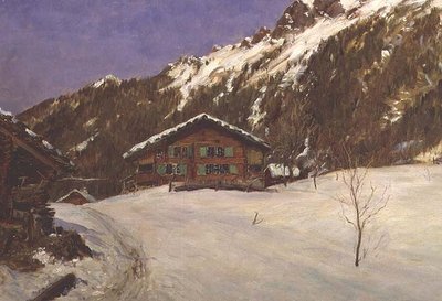 雪の中のシャレー 作： Ernest Albert Waterlow