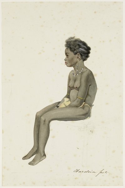 南東モルッカ諸島、アルー諸島、ワーカイ島のアフアラのオラン・カヤ (村長) の娘の肖像 作： Ernest Alfred Hardouin (signed by artist)