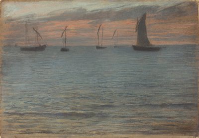 夕暮れ時の海景 作： Ernest Ange Duez