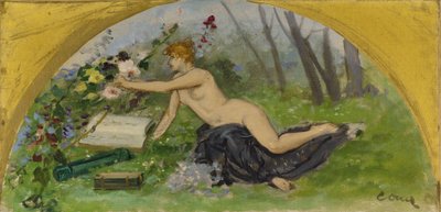 パリ市庁舎でのサロン・デ・サイエンスのためのスケッチ：植物学、1889年から1892年の間（キャンバスに油彩） 作： Ernest Ange Duez