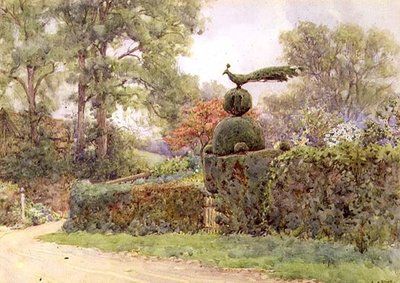 The Old Yew Hedge, Speldhurst, Kent (watercolor) 作： Ernest Arthur Rowe