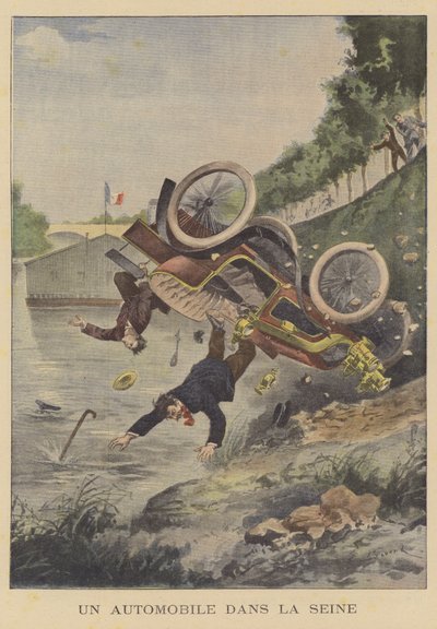 セーヌ川に衝突する車 作： Ernest Auguste Bouard