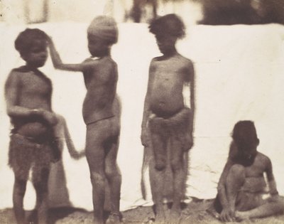 [ヌビアのカラブシャー村の子供たち]、1852 年。 作： Ernest Benecke