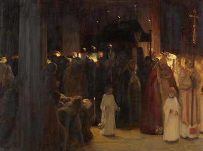 レッドクリフ教会でのWilliam Canyngesの埋葬 作： Ernest Board