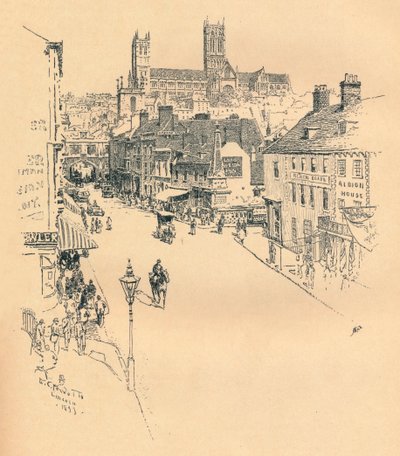 「ハイストリート、リンカーン」、1899 作： Ernest Clifford Peixotto