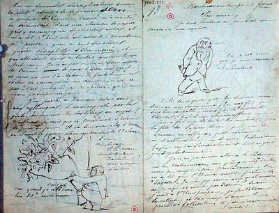 ポール・ヴェルレーヌ（1844-96）への絵手紙（1881年3月3日）（紙にペンとインク 作： Ernest Delahaye
