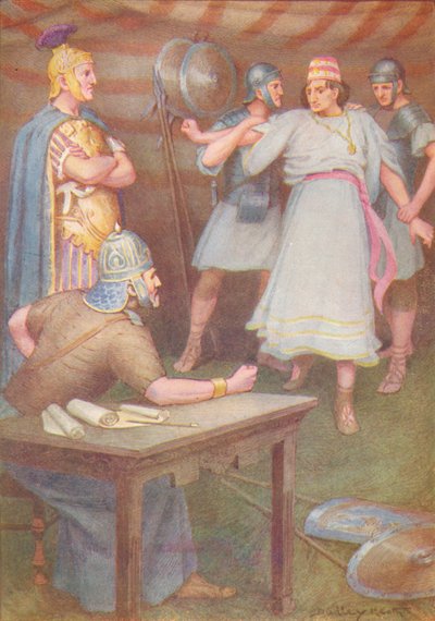 「ユグルタは義父のテントに武器を持たずにやって来た」、c1912 1912 作： Ernest Dudley Heath